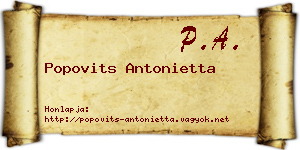 Popovits Antonietta névjegykártya